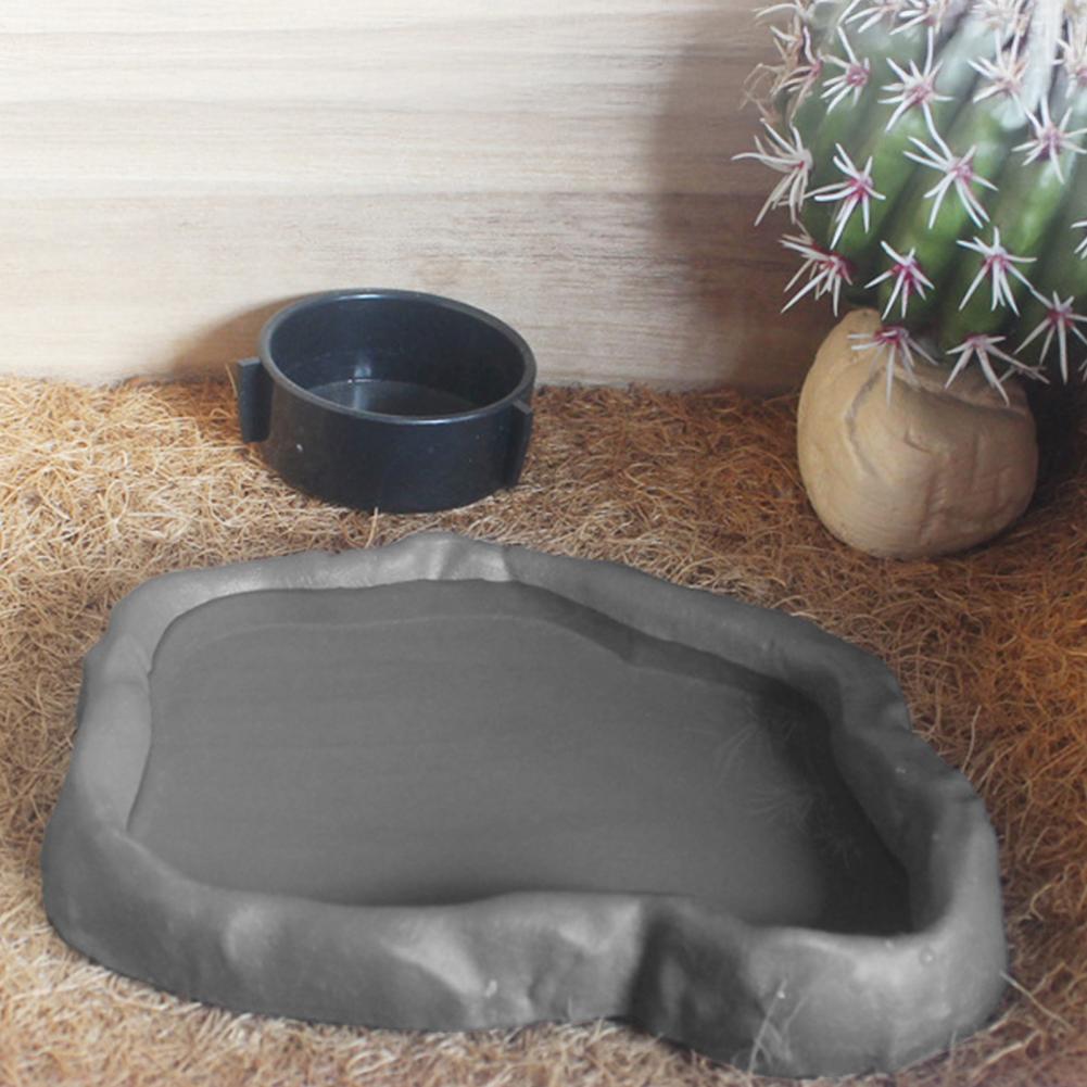 Water Dish Reptile - Кормушка для рептилий, пластиковая имитация камня,