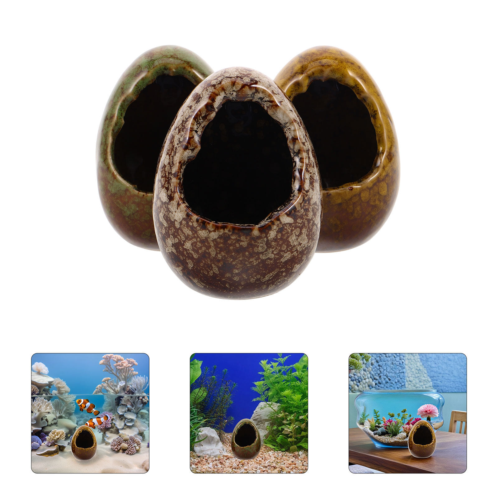 Hide Cave Ceramic - Набор из 3 керамических декоративных укрытий